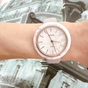 Fossil ES4381 Camille White Dial Grey Leather Women's Watch